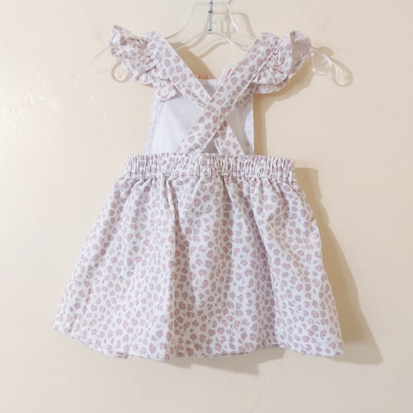 Nannette Baby 6-9 Months Pink Leopard Print Ruffle Criss Cross Overall Dress - Picture 4 of 7